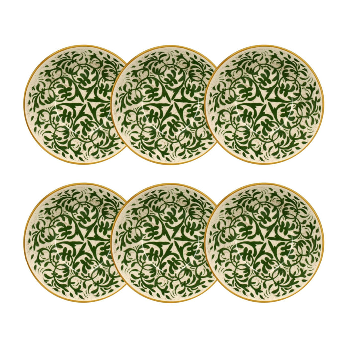 Lot de 6 coupelles à motif vert en grès 16cm HERACLEE
