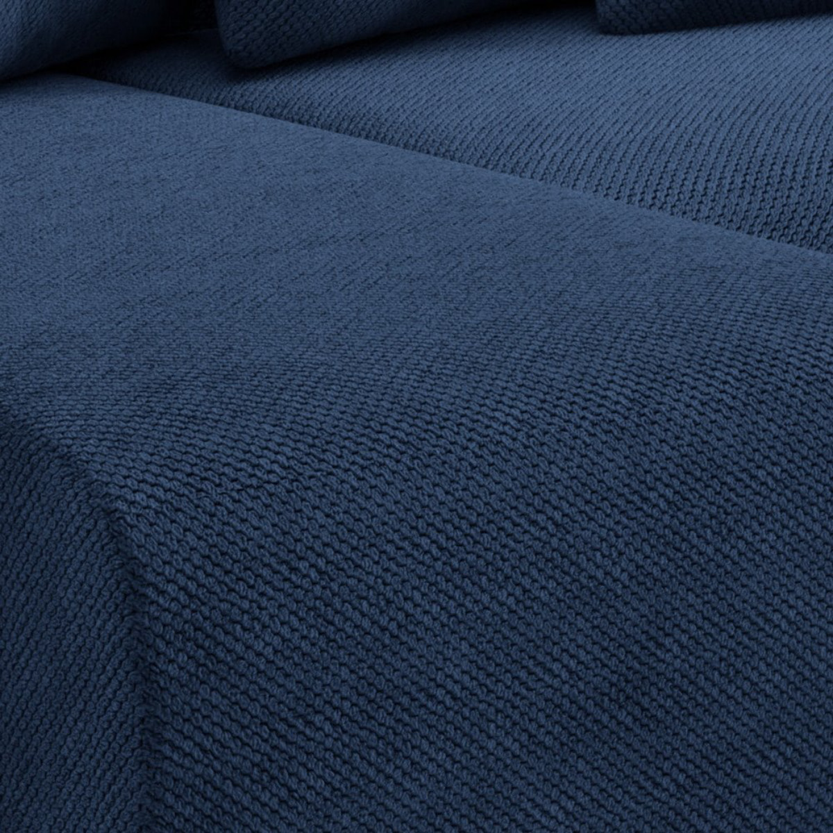 GLORIA - Canapé d'angle droit convertible 4 places en tissu bleu