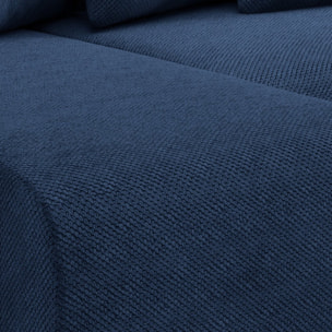 GLORIA - Canapé d'angle droit convertible 4 places en tissu bleu