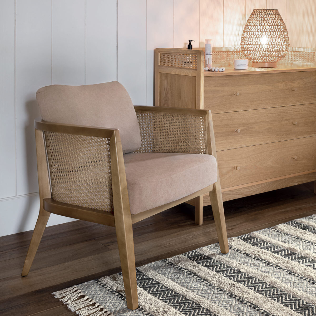 Fauteuil "Koza" - peuplier & rotin