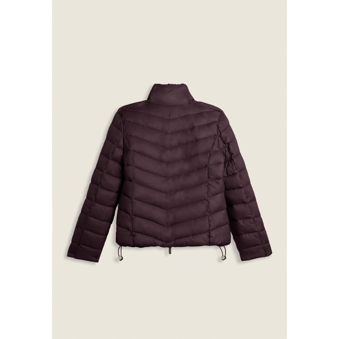 Piumino donna trapuntato con collo alto e finitura lucida