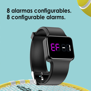 Brazalete inteligente PWCT especial medición de temperatura. Con hora, fecha, 8 alarmas y cuenta atrás.