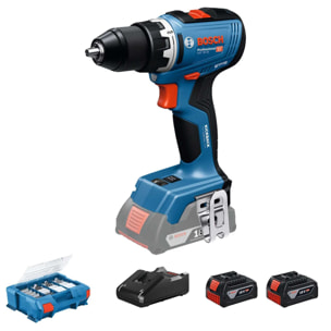 Perceuse-visseuse sans fil GSR 18V-65 - BOSCH - avec 2 batteries 4,0Ah - chargeur - L-BOXX - 06019N3207