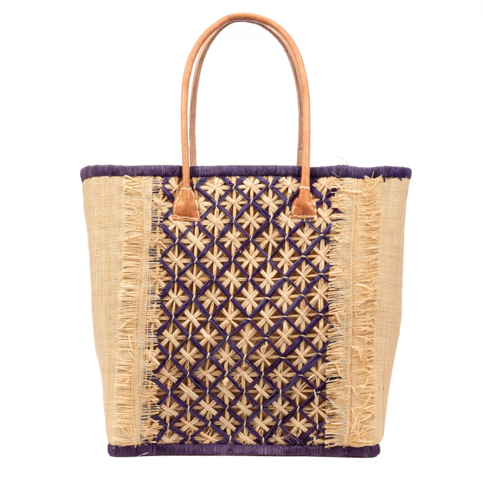 Villafrati bolso de hombro mujer. Fabricado en rafia y paja, con asas de cuero.