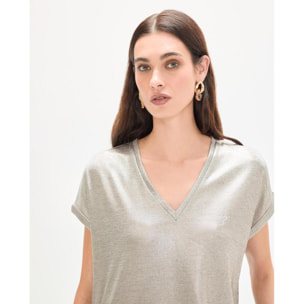 Maglietta laminata con scollo a V