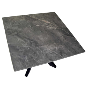 Tavolino Vacchetti in metallo con piano in pietra sinterizzata grigia cm65x65h45