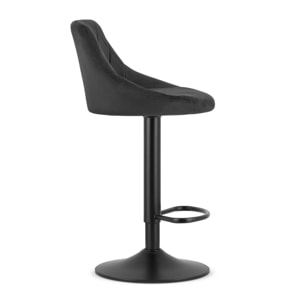 Set di 2 Sgabelli Bar Kast Girevoli in Velluto Nero