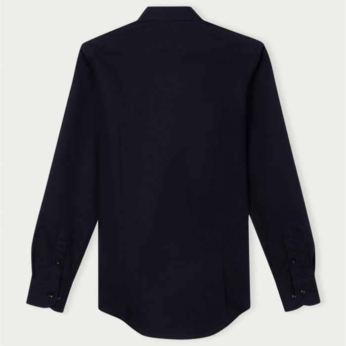 Camicia Uomo 1 Bottone Francese Slim Cotone Unito Nero