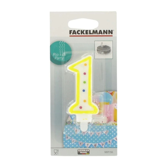 Bougie anniversaire chiffre 1 Fackelmann Rio Party