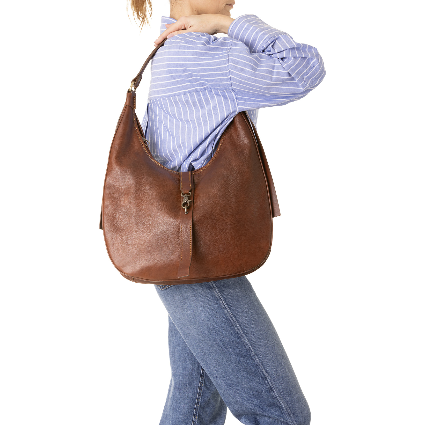 Borsa a spalla  unisex In Vera pelle Made in Italy 38x28x10 cm