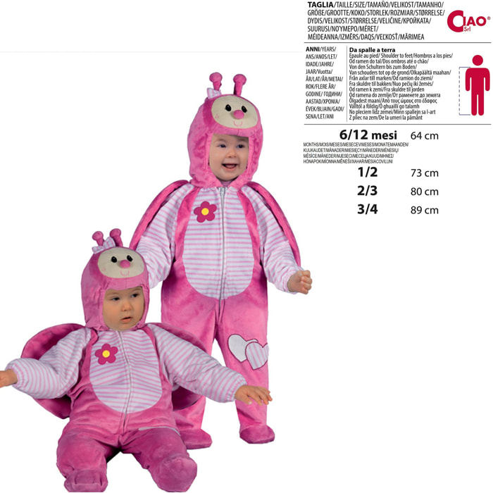 Costume Travestimento Bruchetto Rosa Tutina Bambina