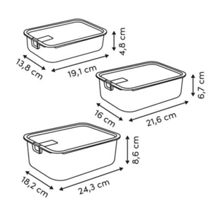 3 Boîtes de conservation pour micro-ondes