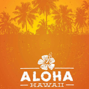 Affiche aloha hawaï Affiche sous cadre noir