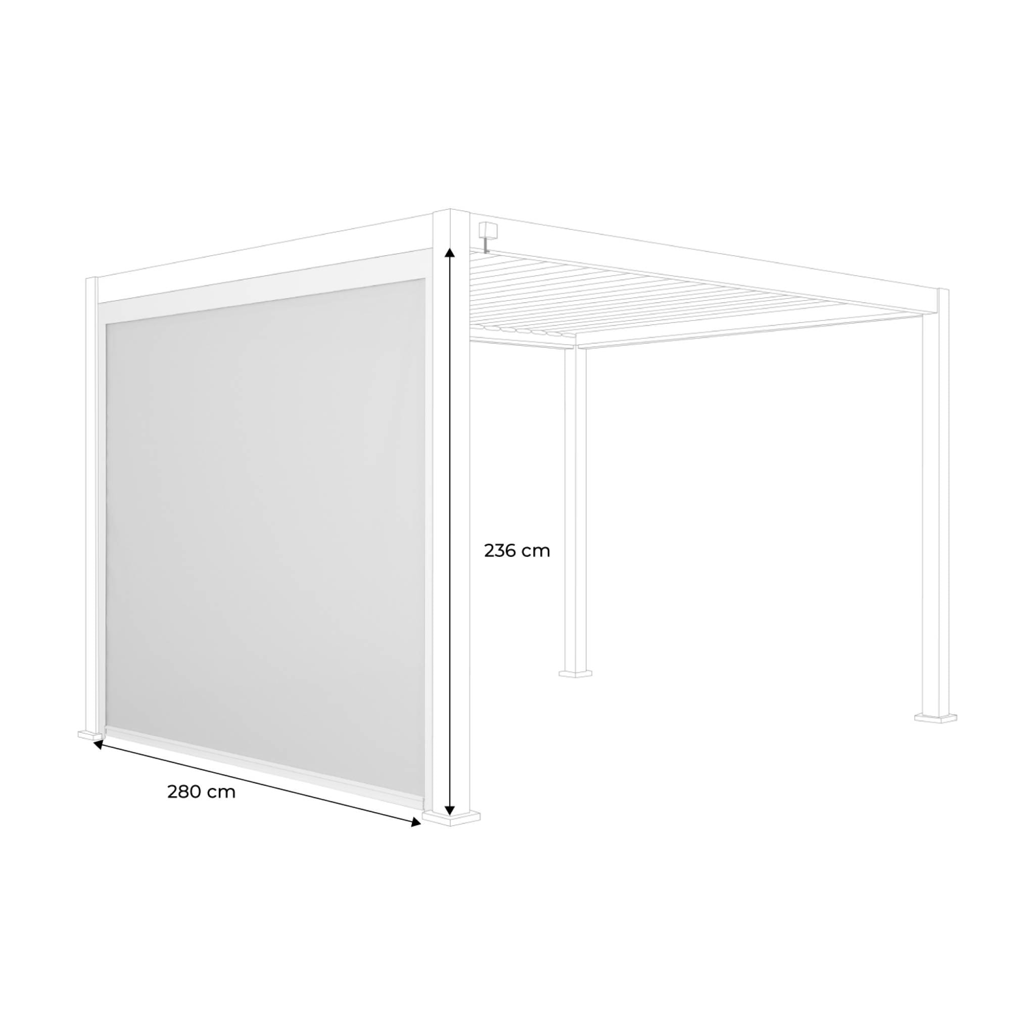 Store blanc pour pergola bioclimatique – Triomphe – 3m. aluminium et textilène