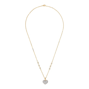 Collana Golden con Cuore in Pavé di Cubic Zirconia