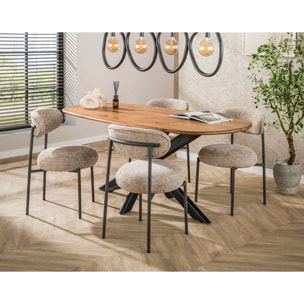 Adelia - lot de 2 chaises - pieds en métal - en tissu texturé - Sable