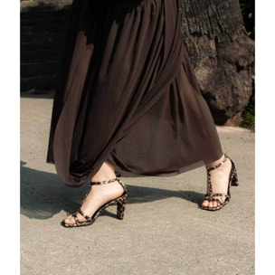 Sandalias de tacón leopardo con talonera