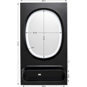 Miroir Aero LED 141x80cm noir Kare Design