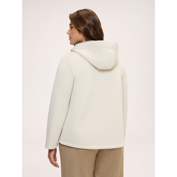 Fiorella Rubino - Giacca in scuba con cappuccio - Beige