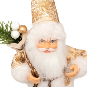 Sujet Père Noël cadeau H.13cm doré