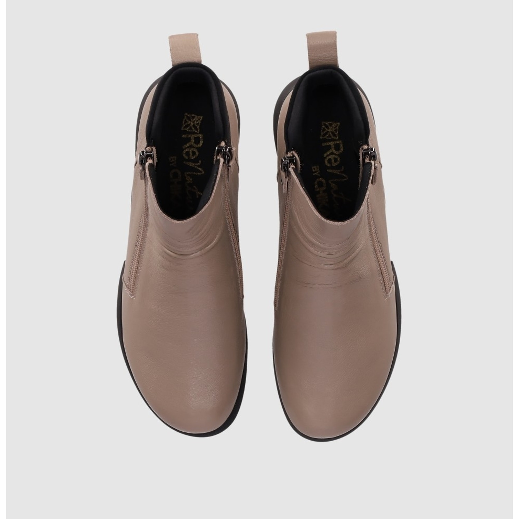 Botines de Piel - Taupe - Tacón: Bajo