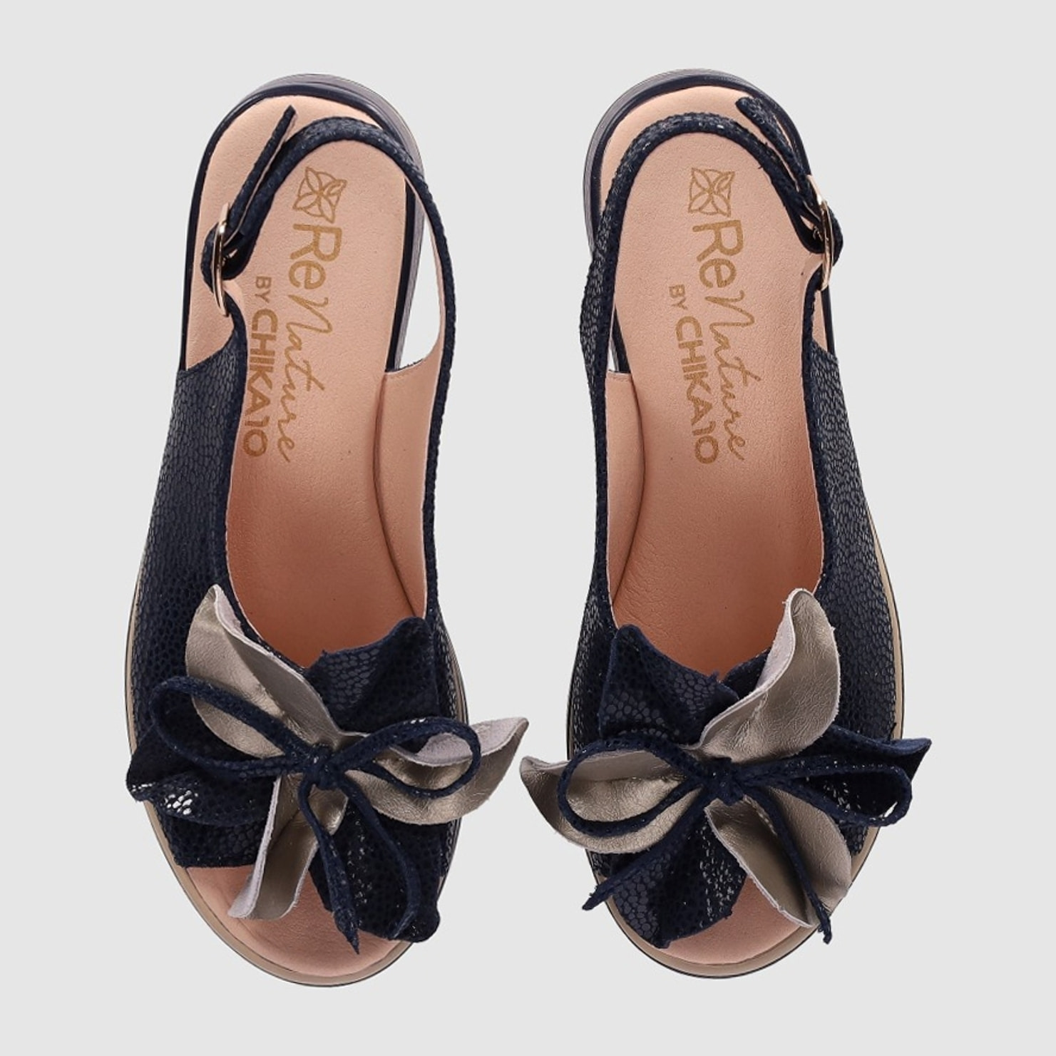 Sandalias de Piel - Marino - Tacón: 5 cm
