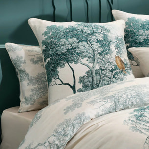 Taie d'oreiller satin de coton 115 g/m² imprimé bleu beige Utopie encre