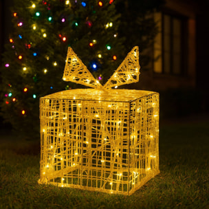 Caja de regalo navideña decorativa con 30 micro leds blancas cálidas 15x15x15cm