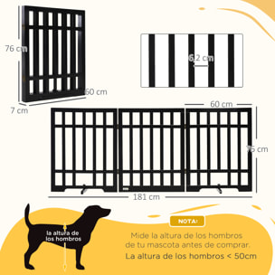 Barrera de Seguridad Plegable para Perros de 3 Paneles para Puertas 181x35x76 cm