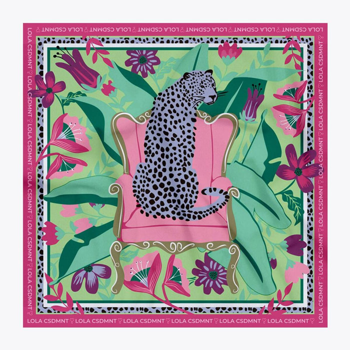 Foulard satinato leopardo seduto