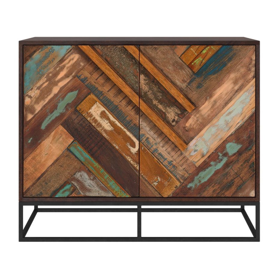 Commode 2 portes en bois d'acacia et bois recyclé - Krabi