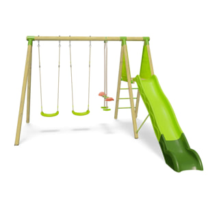 Balançoire en bois 2,30 m Topwood AZUKI VERT - 6 enfants