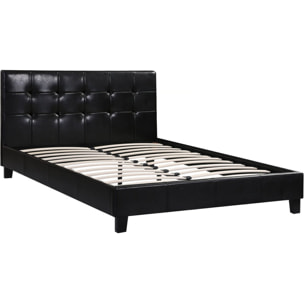 Lit double en pvc "Julia" - 140 x 190 cm - Noir