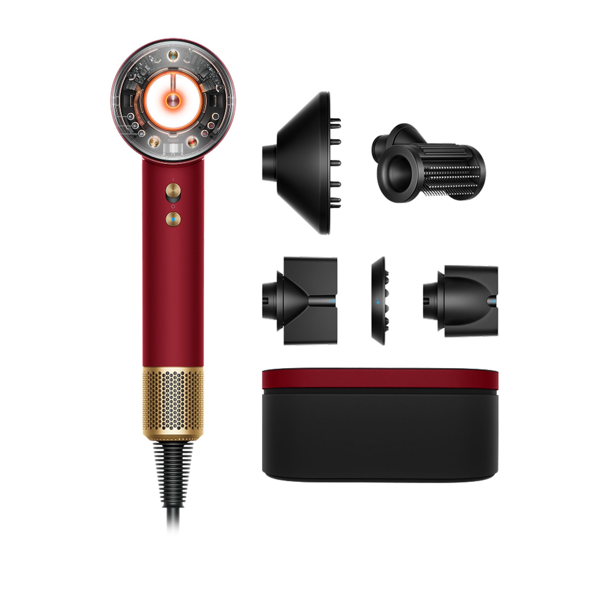 Sèche-cheveux Dyson Supersonic Nural™ - Cheveux raides à ondulés (Velours Rouge/Or)