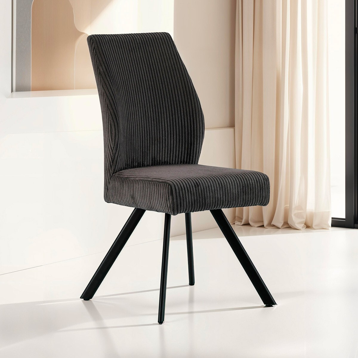 Lot de 2 chaises en velours côtelé - LAGOM