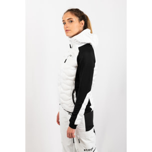 Chaqueta para mujer ECOON ECOActive Hybrid Insulated Jacket with cap Women - Blanco / Negro