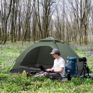 Tienda de Campaña para 2 Personas Tienda de Camping Plegable con 2 Ventanas de Malla Bolsillo Bolsa de Transporte y Marco de Fibra de Vidrio 206x152x110 cm Verde