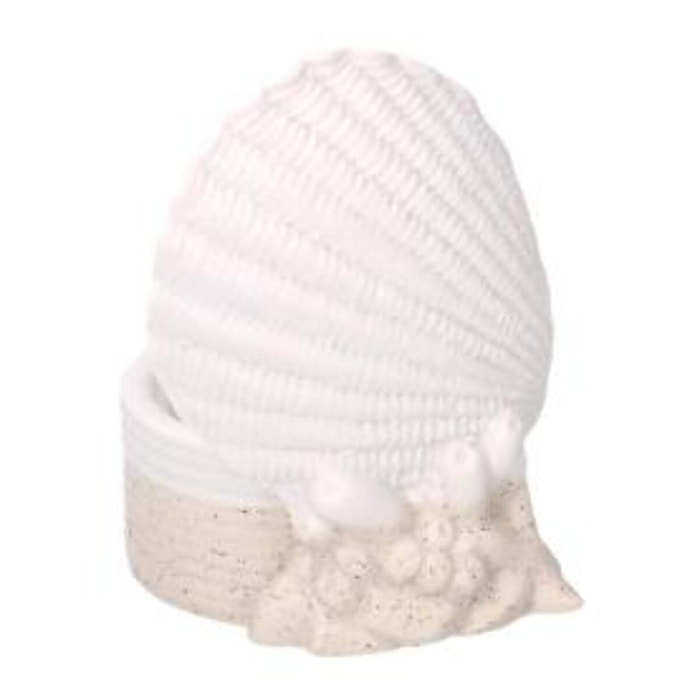 Portacandele in ceramica mare 1 posto bianco crema cmø8h12