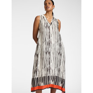 Elena Mirò - Abito linea ad A raso stampato - Nero