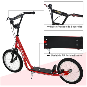 Patinete Ajustable Para Niños Metal 139x58x90-96 cm Rojo