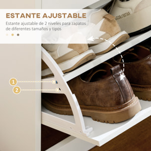 Mueble Zapatero Estrecho Zapatero Entrada Recibidor con 2 Cajones Abatibles y 2 Cajones Extraíbles para 12 Pares de Zapatos para Pasillo 80x30x91,5 cm Blanco