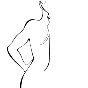 Affiche Croquis de femme Affiche + cadre en bois - Noir