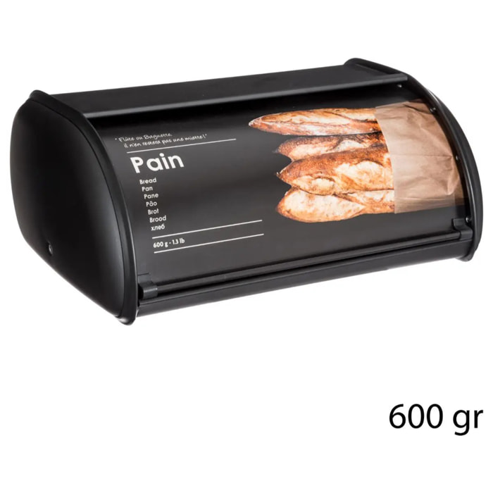 Boîte à pain métal "Black Edition" 37,5cm noir