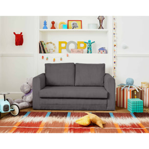 Marilia - canapé 2 places - convertible déplimousse - en velours côtelé - Gris