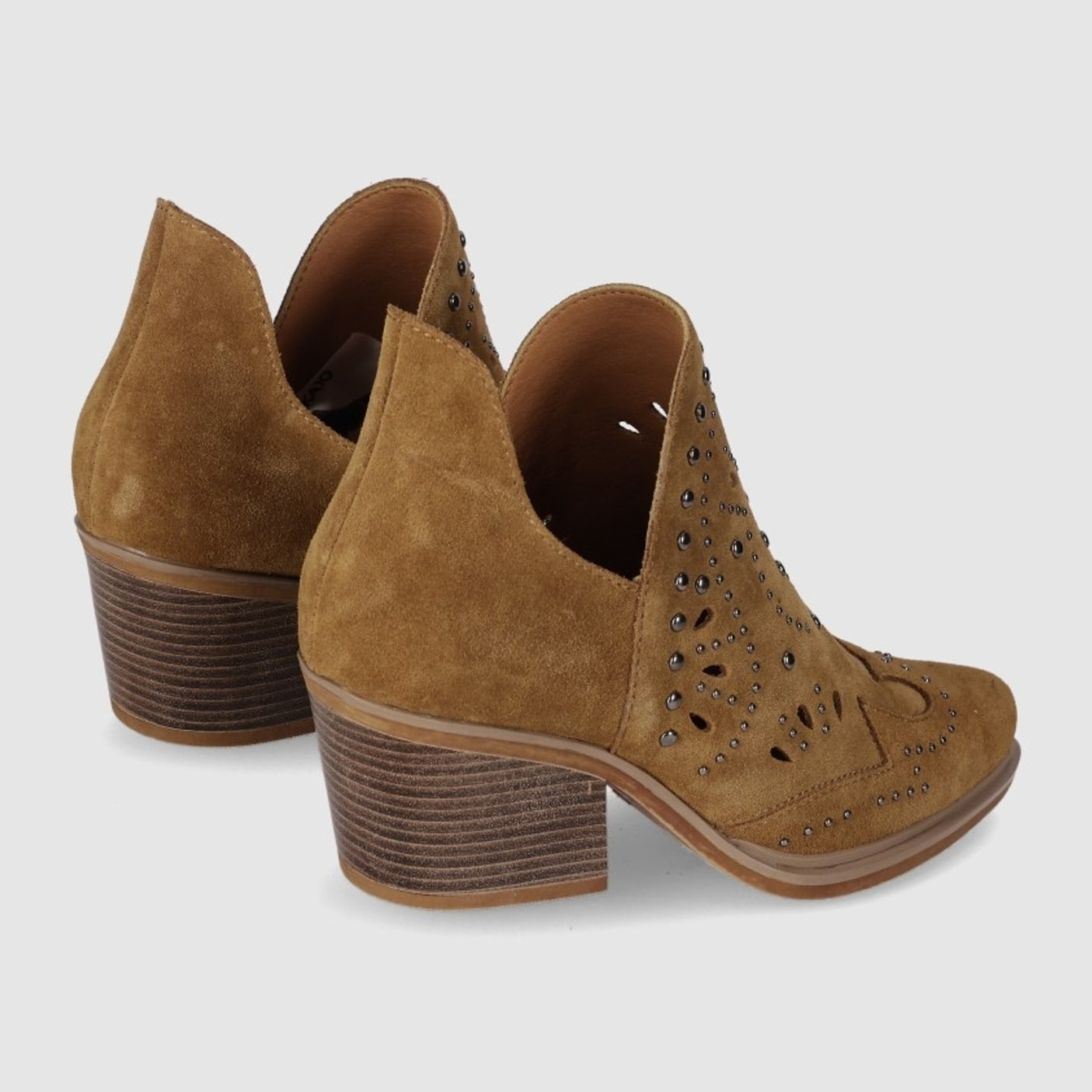 Botines de Serraje - Cuero - Tacón: 6 cm