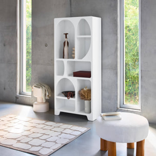Etagère bibliothèque organique effet bois blanc plusieurs niches 8 compartiments