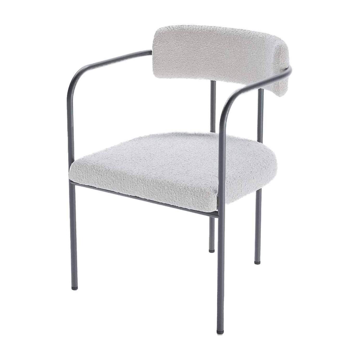 Chaise de salle à manger tapissée avec accoudoirs bouclette