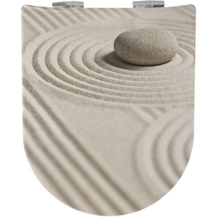 Abattant wood slim avec descente assistée style Feng-Shui - Crème