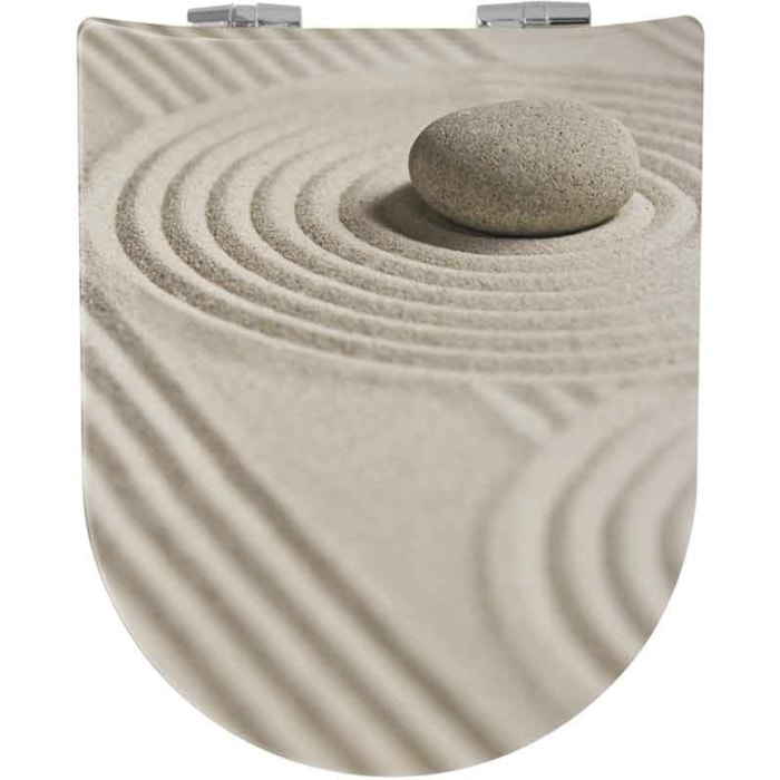 Abattant wood slim avec descente assistée style Feng-Shui - Crème