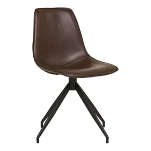 Set 2 sedie da pranzo girevoli Monaco in ecopelle marrone scuro con gambe nere